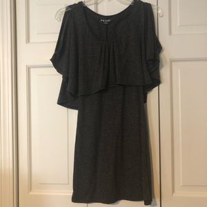 Volcom Dark Grey Flutter-Sleeve Dress